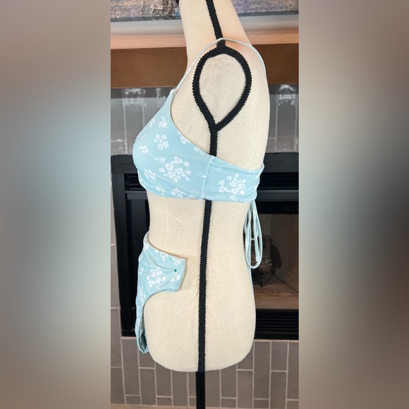 Zaful Blue Floral Bikini Lace up Back Swimsuit Set Size 4 - Picture 5 of 9